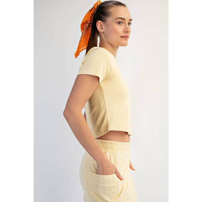 Mineral Washed Rib Crop Tee