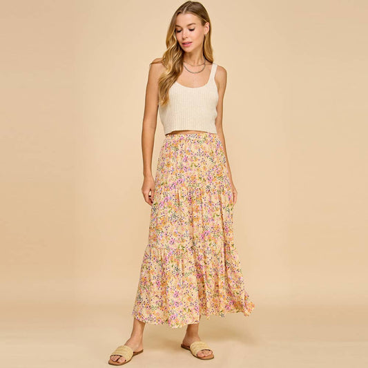 Floral Tiered Maxi Skirt
