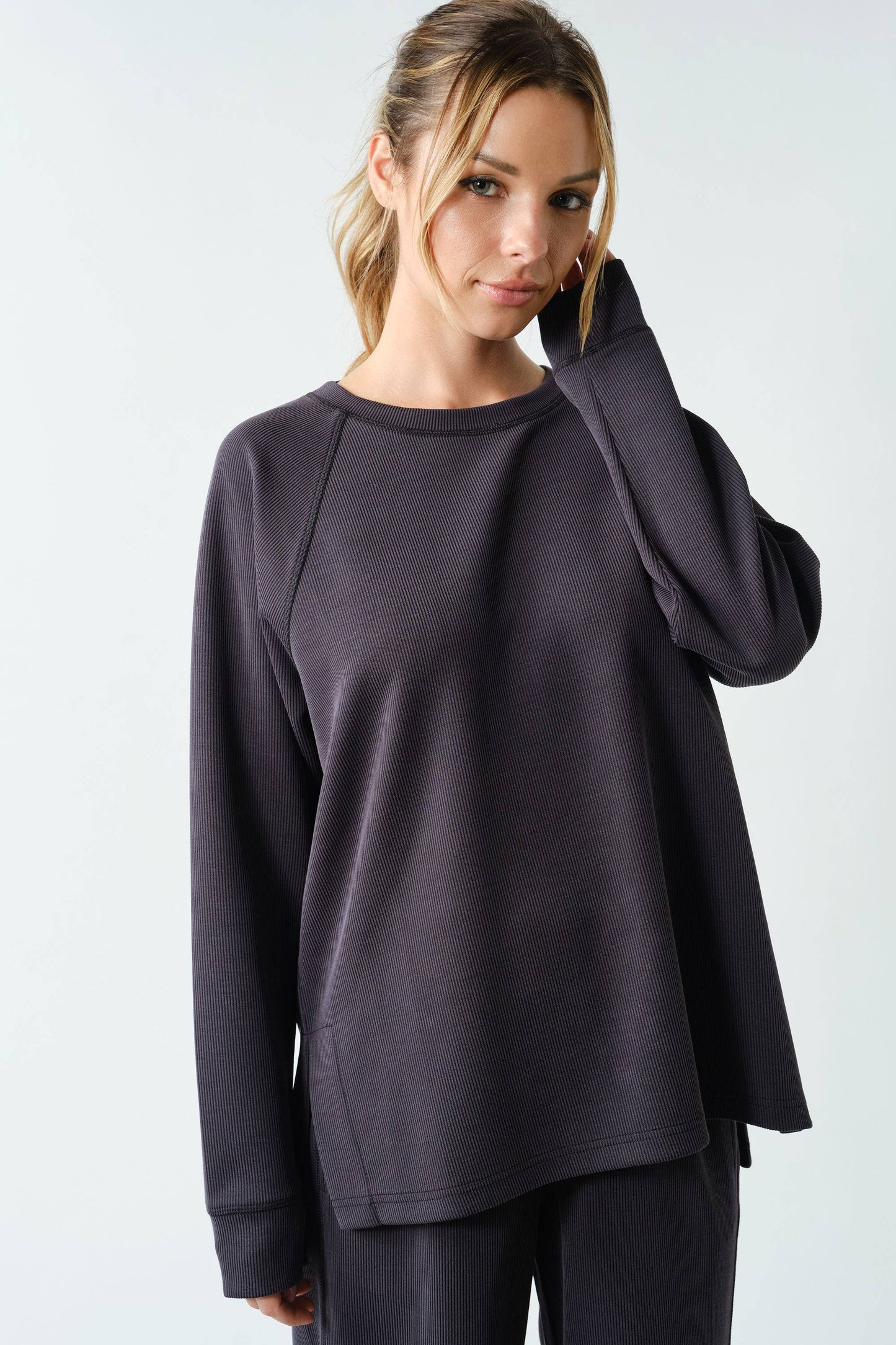 Luxe Sand Wash Rib Raglan Tee