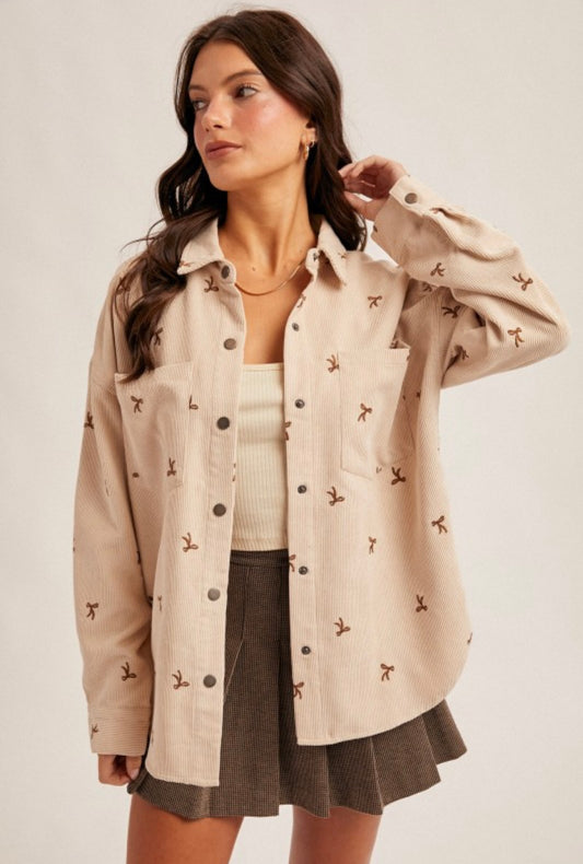 Bow Button Down Oatmeal