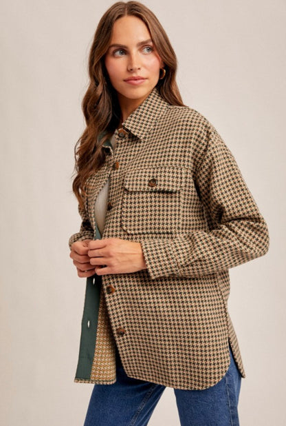 Houndstooth Shacket Emerald