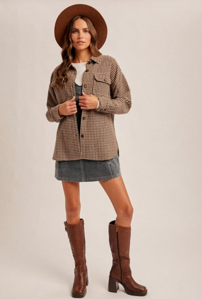 Houndstooth Shacket Blush