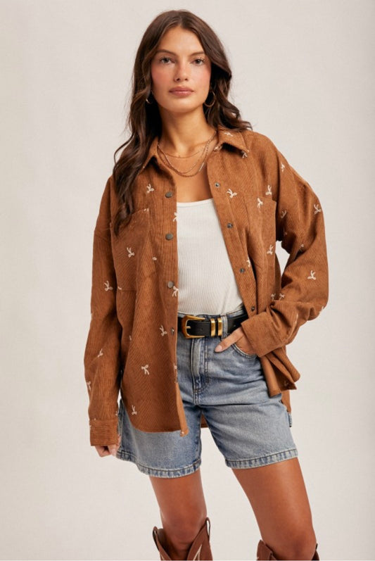 Bow Button Down Brown