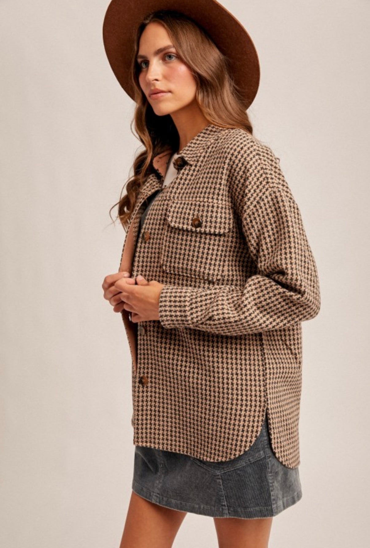 Houndstooth Shacket Blush