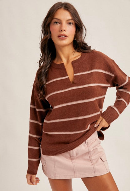 Stripe VNeck Sweater