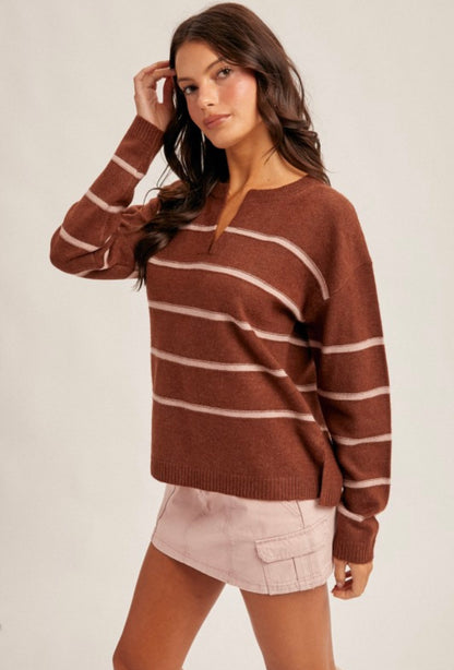 Stripe VNeck Sweater