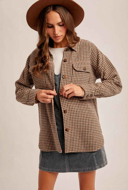Houndstooth Shacket Blush