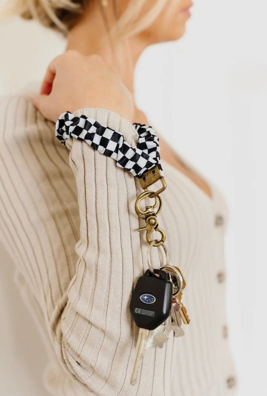 Black Checkerboard Keychain