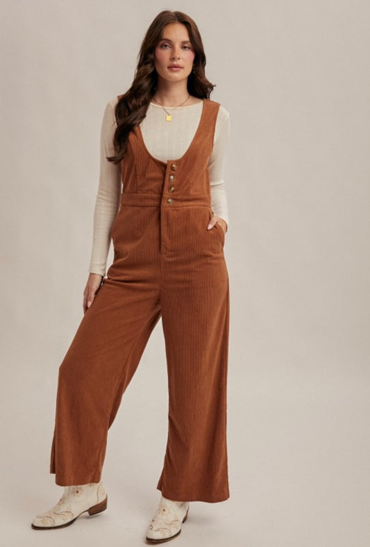 Corduroy Jumpsuit Mocha