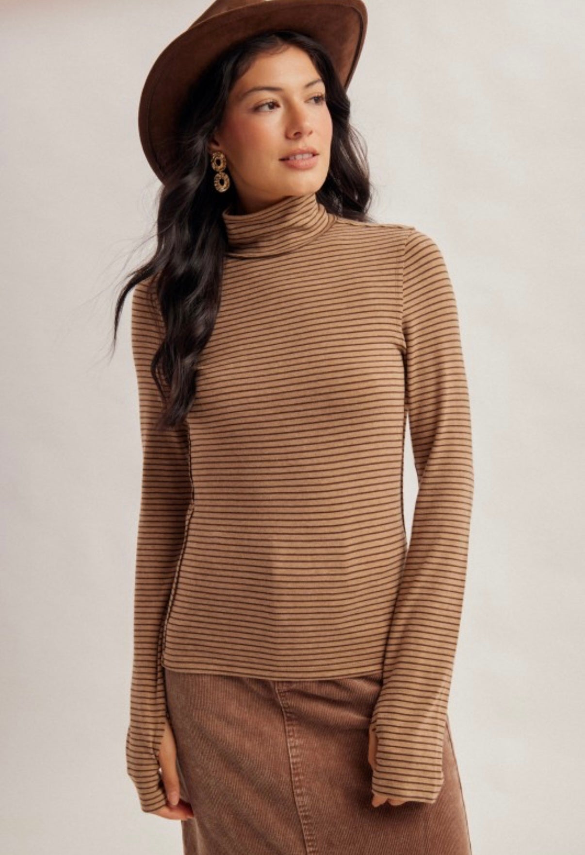 Stripe Turtleneck Mocha