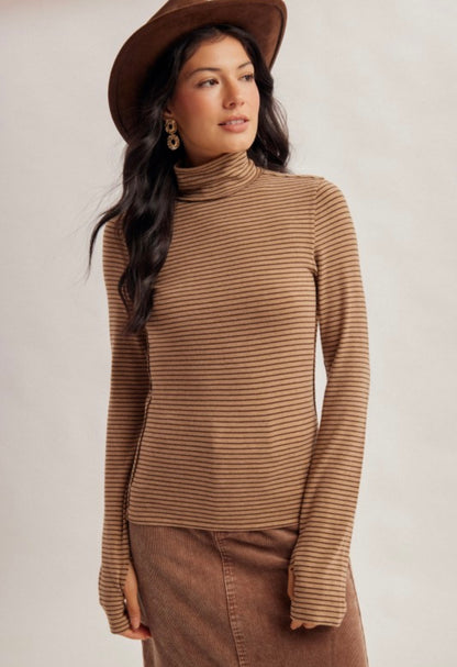Stripe Turtleneck Mocha