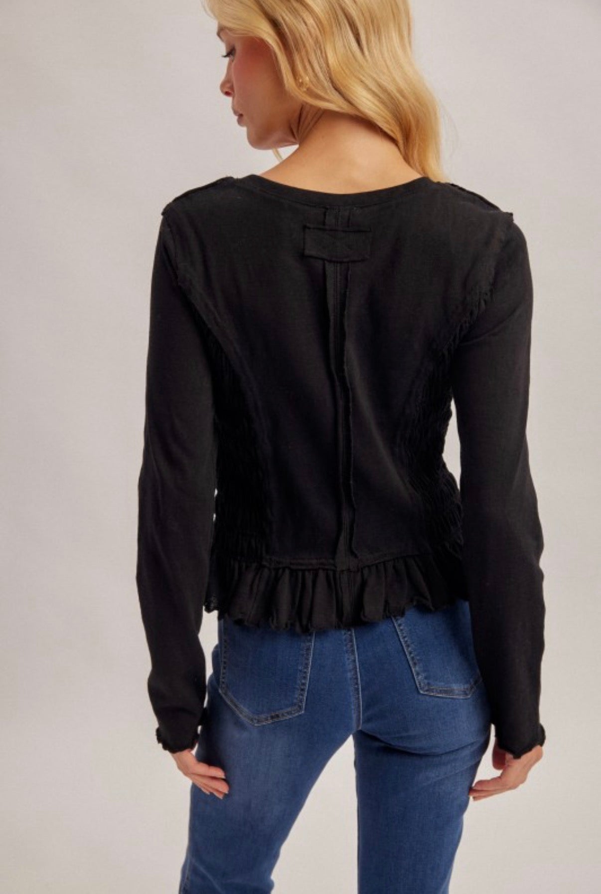 Ruched Ruffle Hem Top