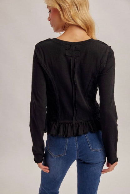 Ruched Ruffle Hem Top