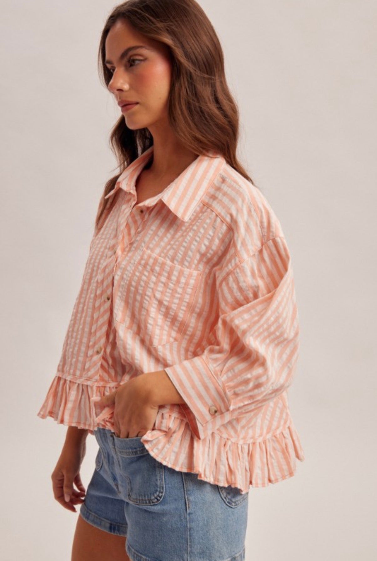 Frill Button Down Top