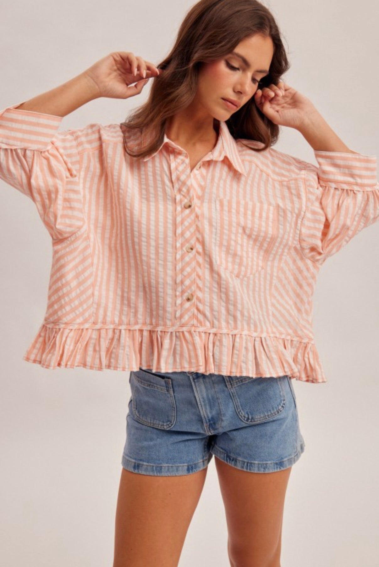 Frill Button Down Top