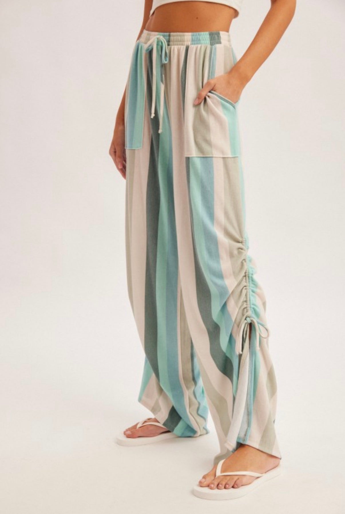 Striped Ruched Pants
