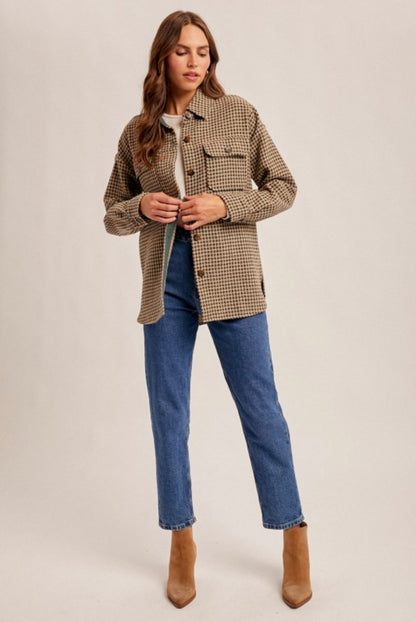 Houndstooth Shacket Emerald