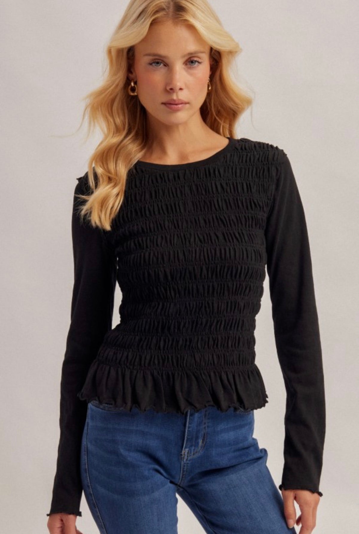 Ruched Ruffle Hem Top