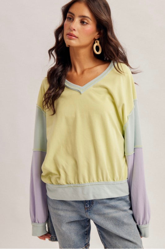 Color Block V Neck
