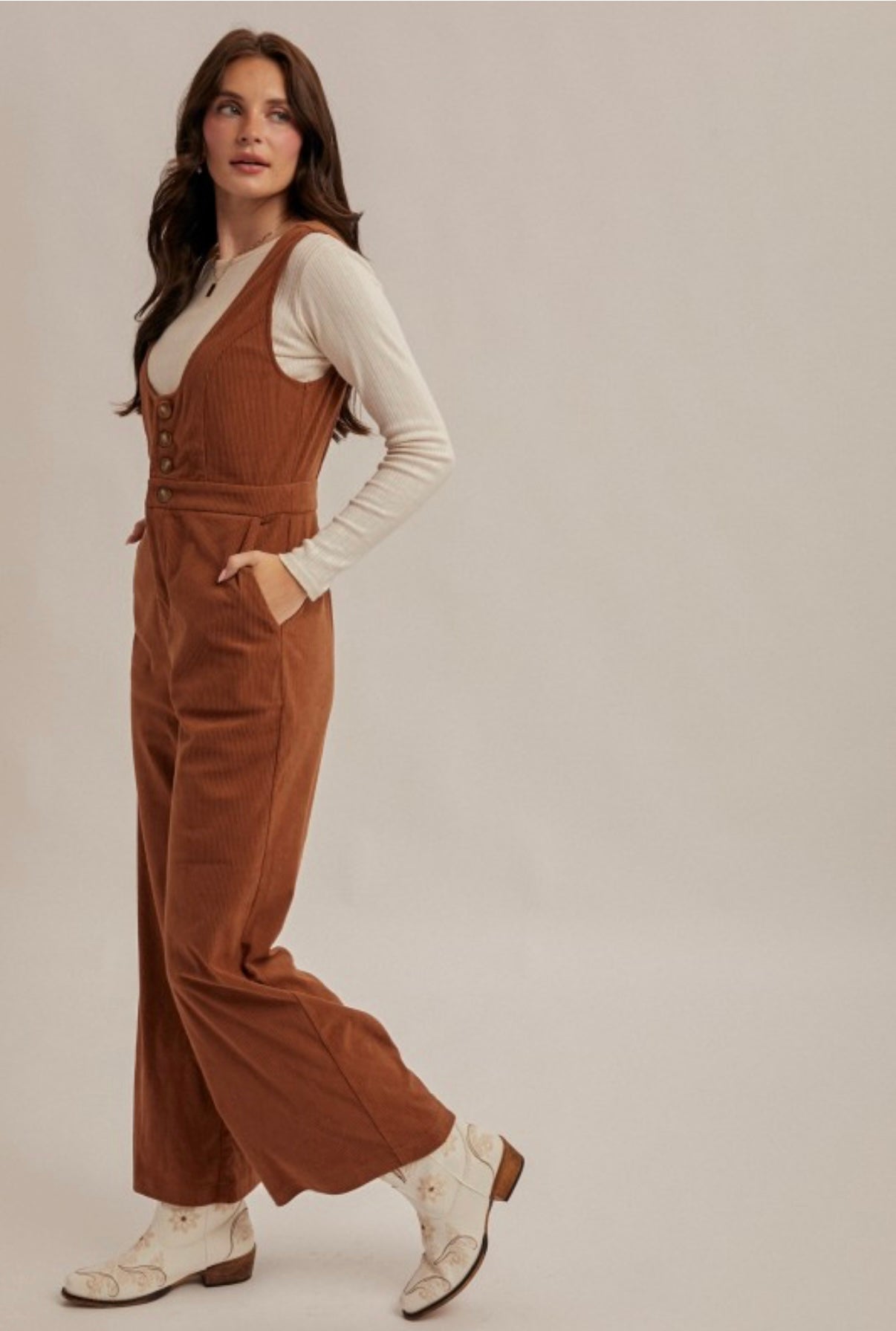 Corduroy Jumpsuit Mocha