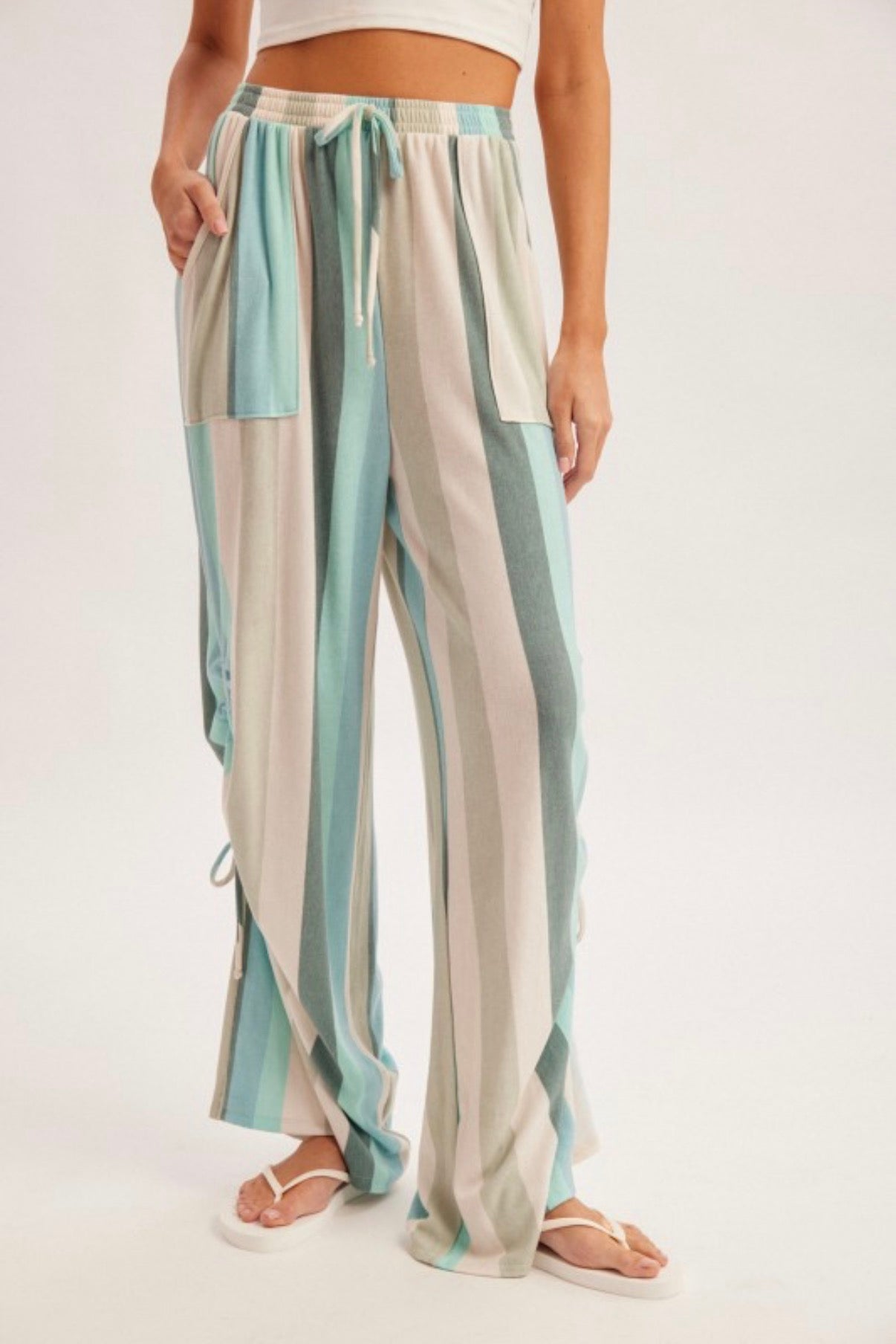 Striped Ruched Pants