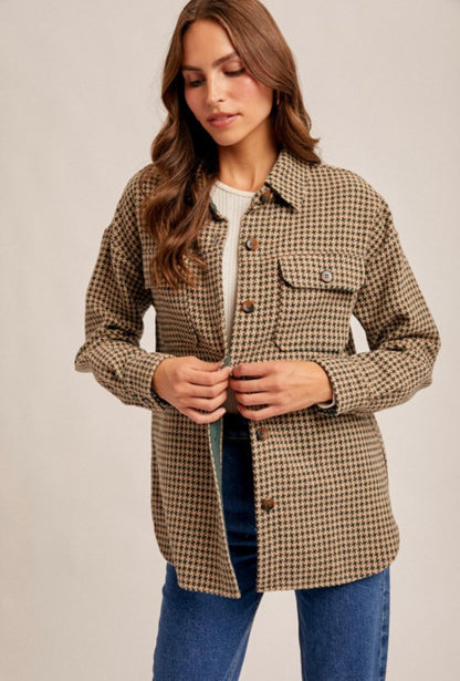 Houndstooth Shacket Emerald
