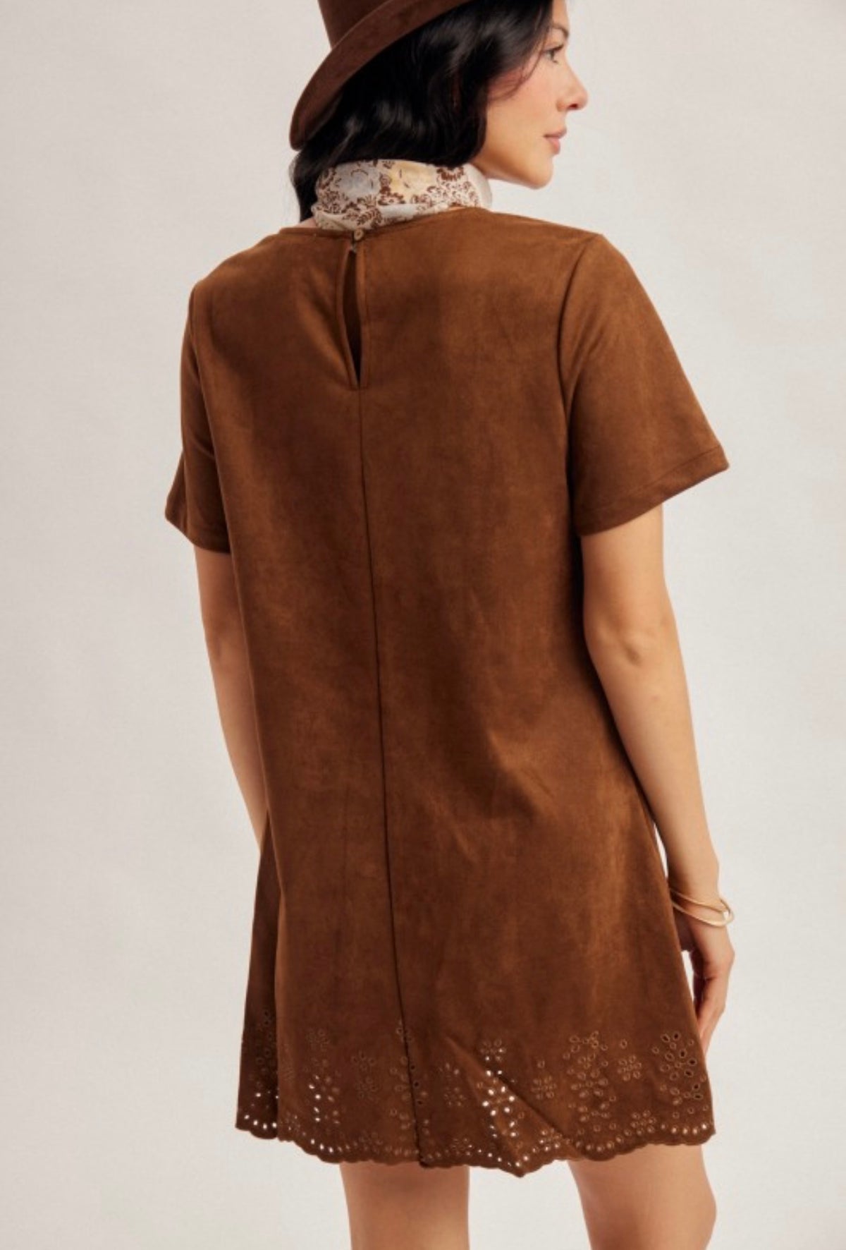 Suede Embroidered Dress