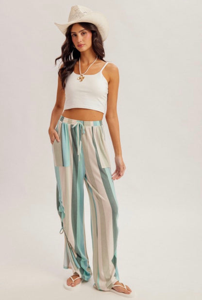 Striped Ruched Pants