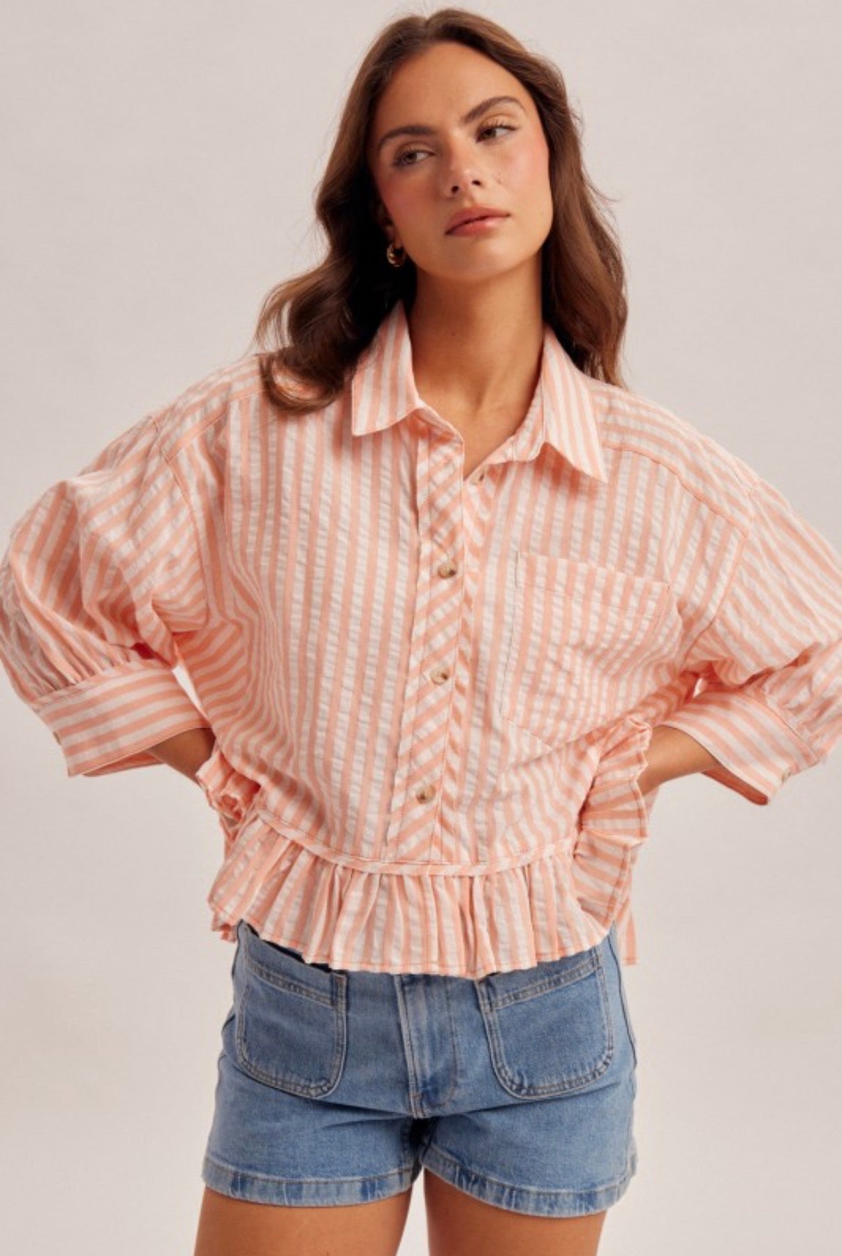 Frill Button Down Top