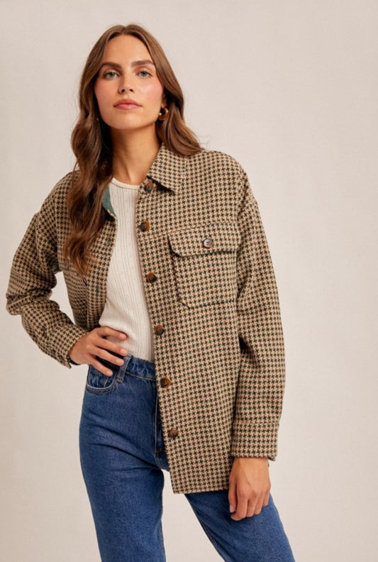 Houndstooth Shacket Emerald
