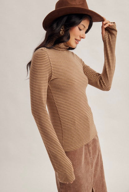 Stripe Turtleneck Mocha