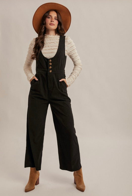 Corduroy Jumpsuit Black