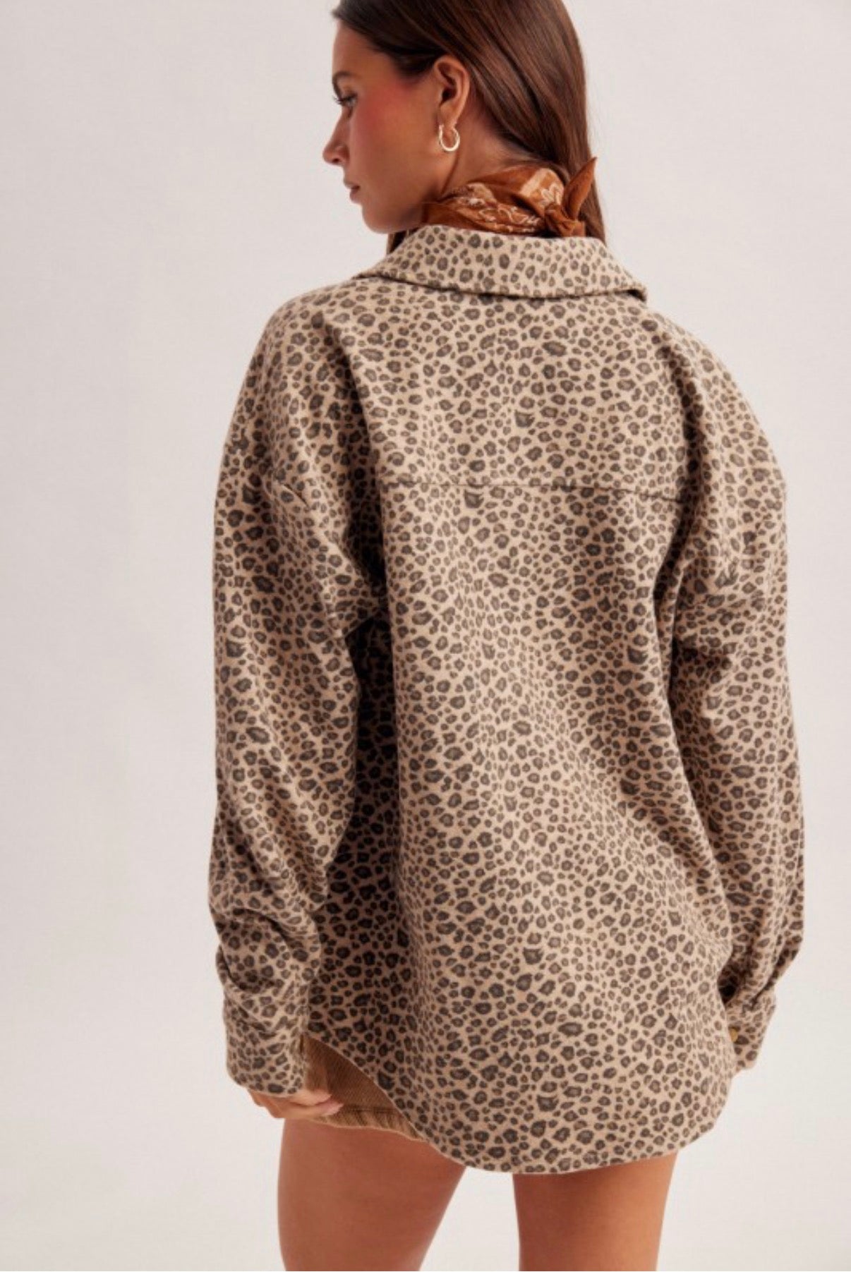 Animal Print Shacket - Taupe
