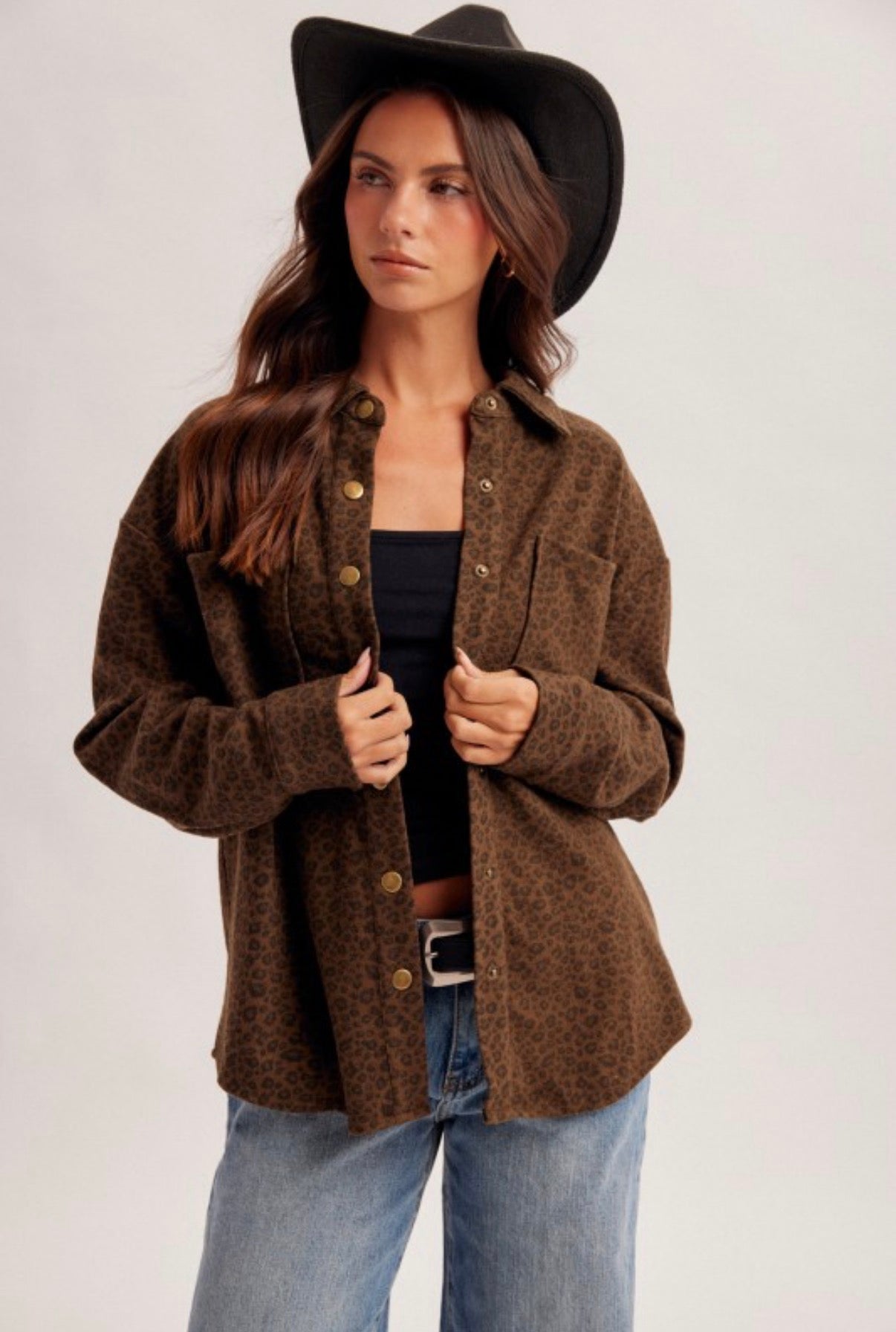 Animal Print Shacket - Tabacco Brown