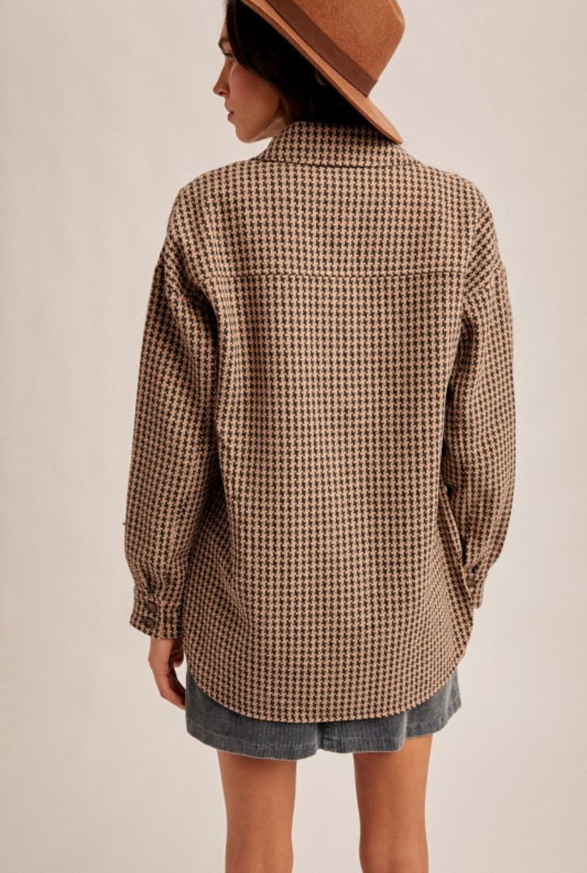 Houndstooth Shacket Blush
