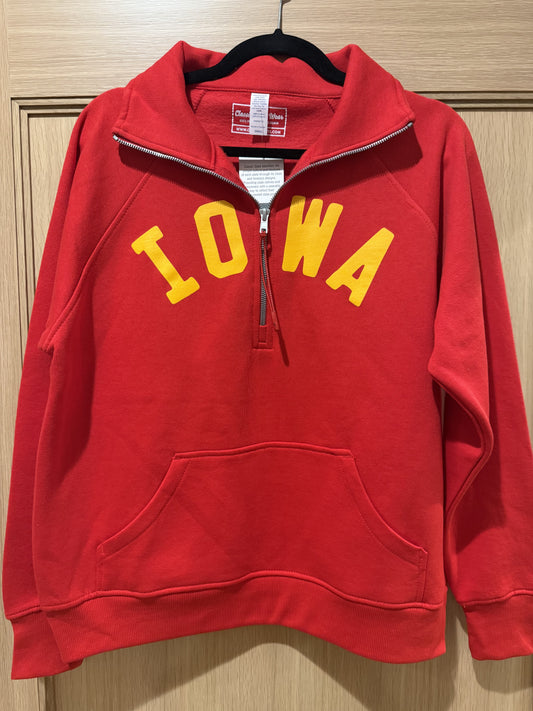 Iowa Red & Gold Boxy Half Zip