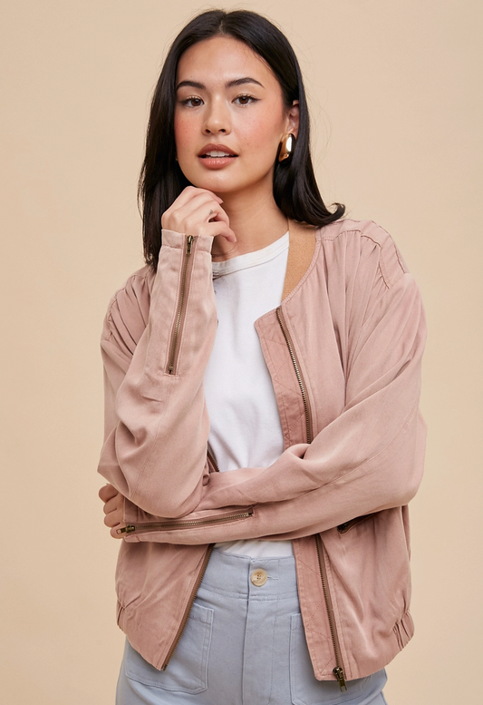 Desert Rose Tencel Bomber Jacket