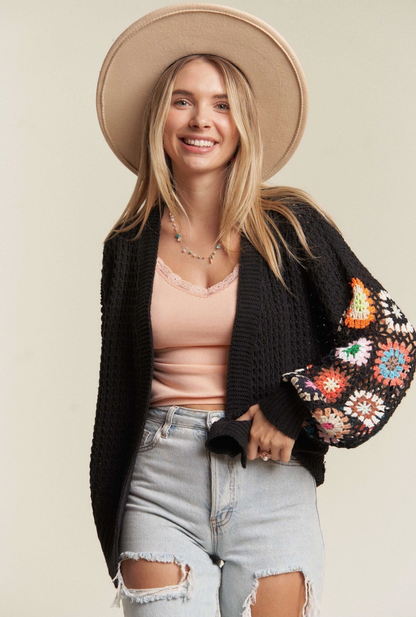 Pattern Cardigan Black