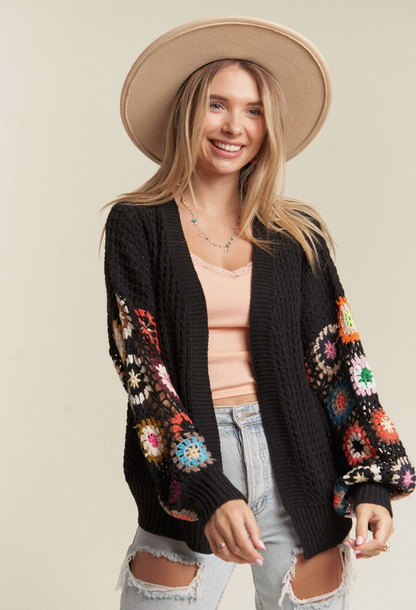 Pattern Cardigan Black