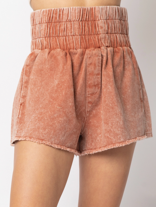 Washed Twill Shorts Rust