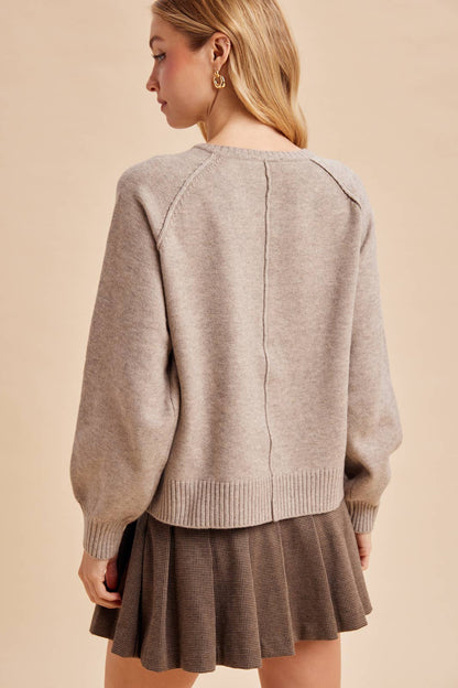 Raglan Henley Knit Sweater
