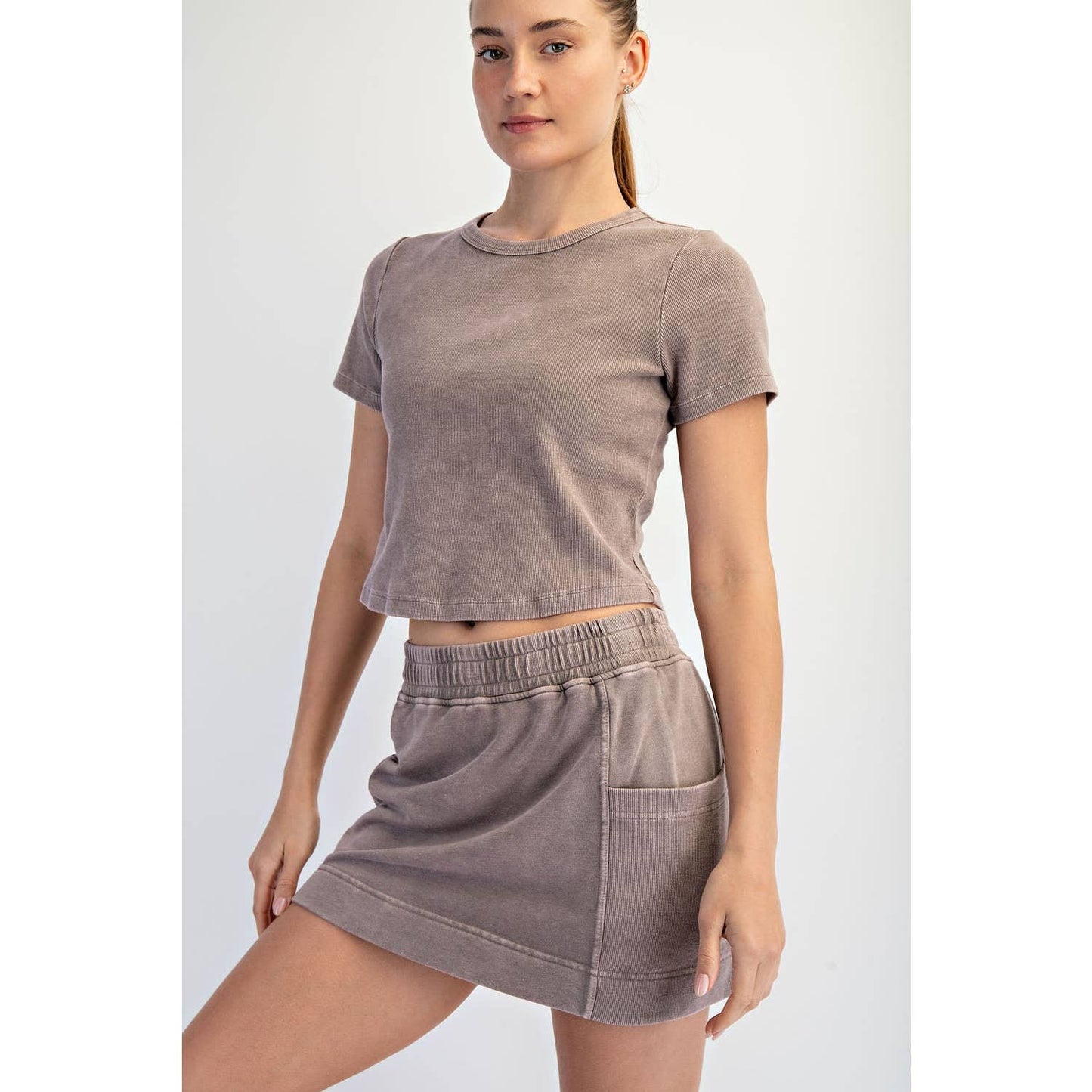 Mineral Washed Rib Crop Tee