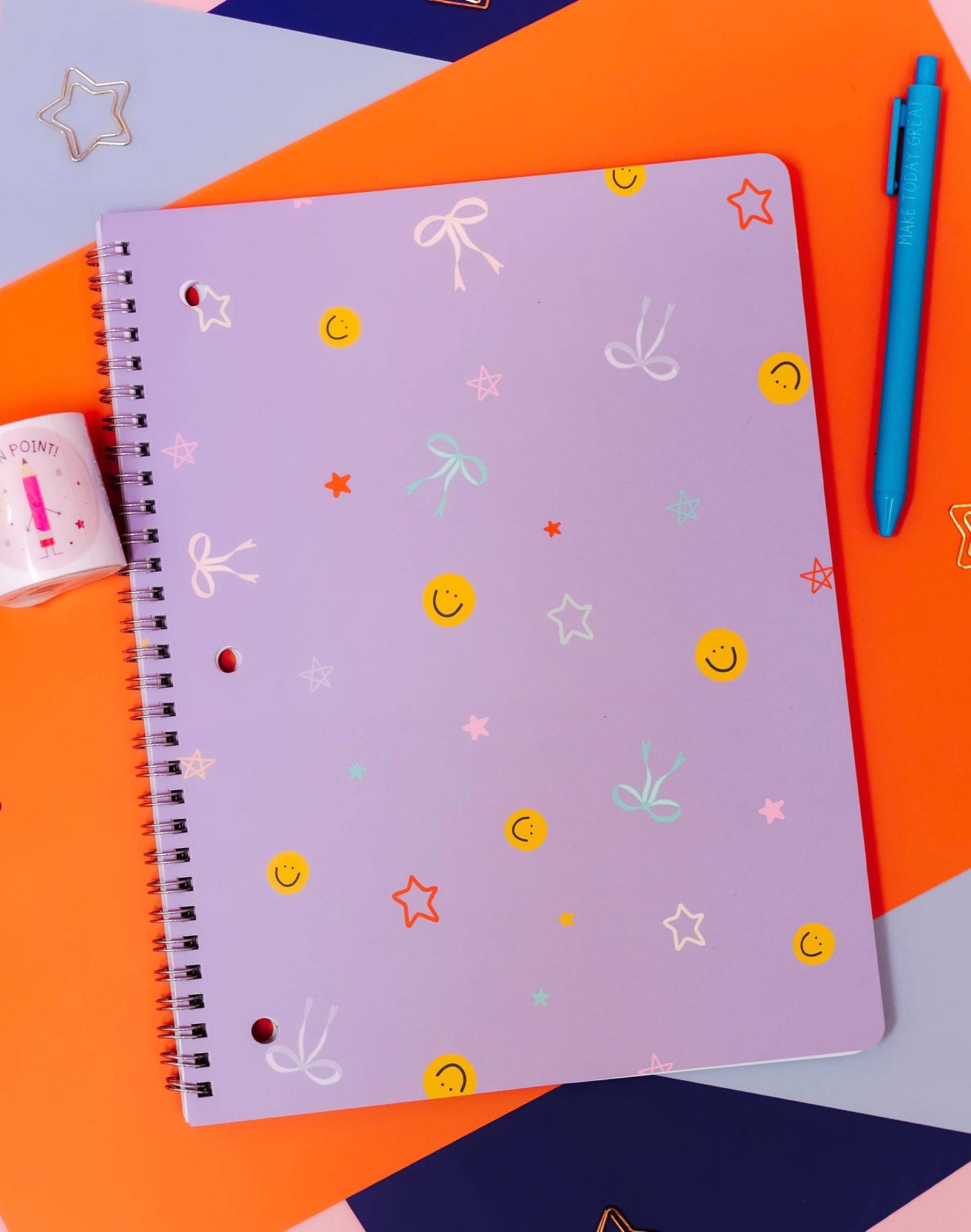 Smiley Faces & Coquette Bows Spiral Notebook
