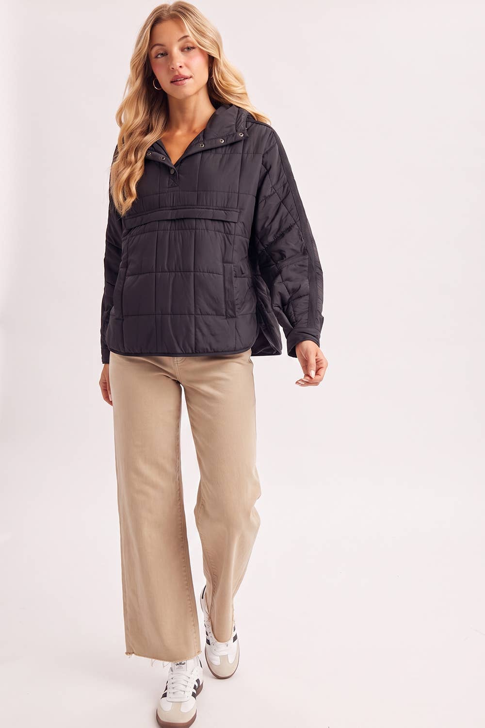 Quilted Hooded Pullover
