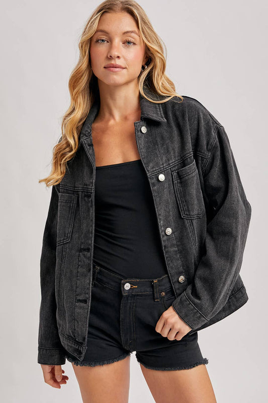 Oversized Black Denim Jacket