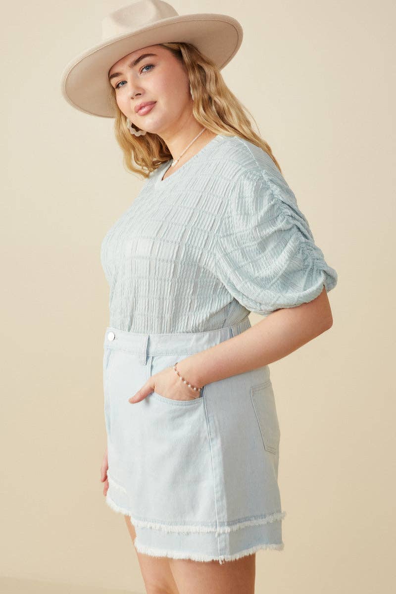 Fray Detail Hem Denim Shorts