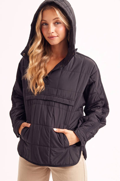 Quilted Hooded Pullover