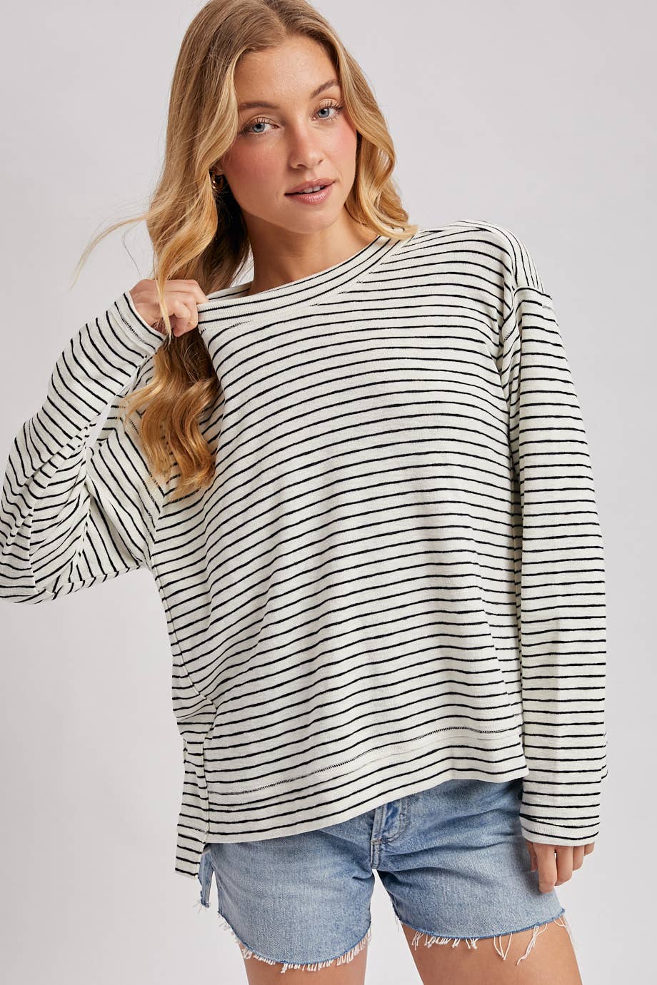 Striped Slouchy Crew