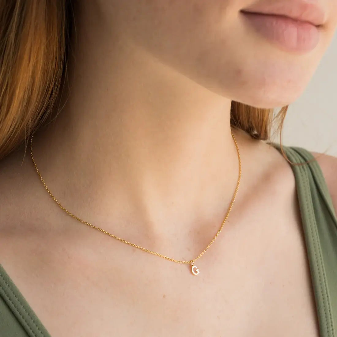 Waterproof Dainty Gold Initial Necklace
