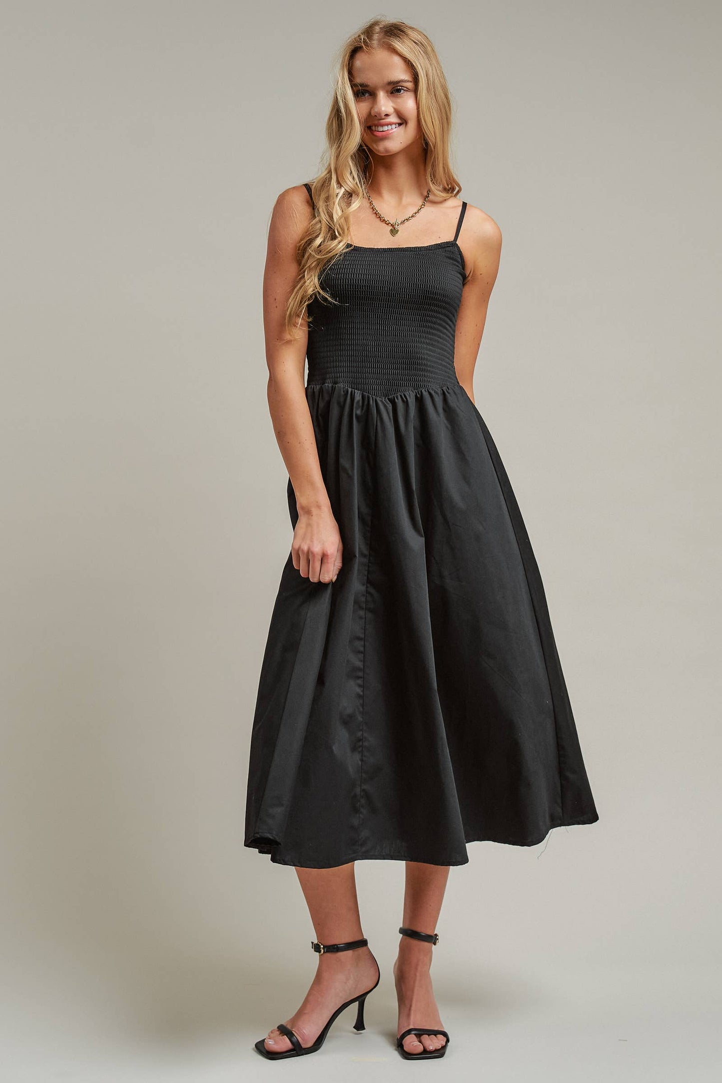 Smocked Bodice Midi Dress